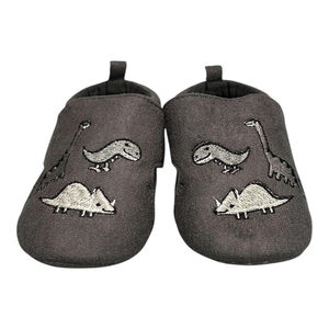 Joe Fresh Slippers Boys Size 18-24M Gray Dinosaur Soft Sole Non Slip Indoor